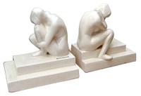French Art Deco Ceramic Craqueleure Bookends by Dimanche