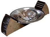 Silverplate, Macassar Ebony, Ivory and Glass Rods Centerpiece