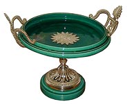 Green Ceramic and Silverplate Centerpiece
