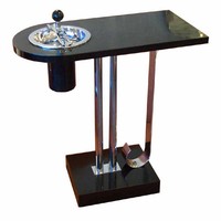 Black Lacquer and Nickel Art Deco Side Table - Ashtray
