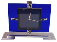 Cobalt Blue Glass Square Art Deco Clock