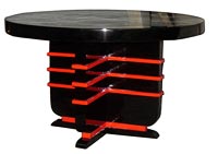 Black Lacquer Coffee Table with Red Trim