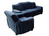 American Art Deco Blue American Chair & Sofa Set