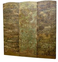 American Art Deco Three Panel Neptune & Sea Creatures Screen