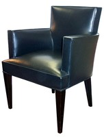 Black Leather French Art Deco Arm Chair