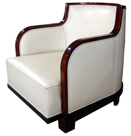 Pair Cream Leather Armchairs