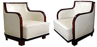 Pair Cream Leather Armchairs