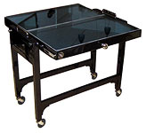 Black Lacquer & Blue Mirror Cocktail Cart