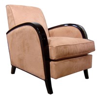 A Pair of French Club Chairs in Ultra Suede Leather