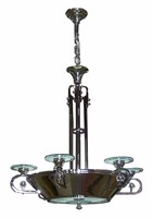 Nickel Art Deco Modernist Chandelier