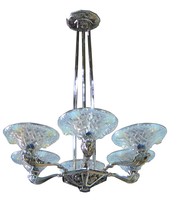 Six Arm Opalescent Shade Chandelier