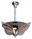 Nickel Chandelier with Peach Glass Wings