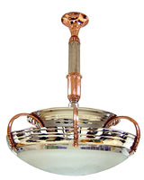 French Nickel & Copper Modernist Ceiling Light