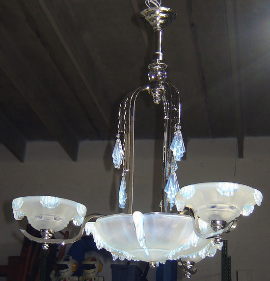 Georges Leleu Opalescent Ice Chandelier