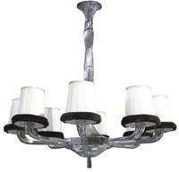 French Art Deco Silvered Bronze Chandelier