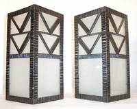 Art Deco Wrought Iron Corner Sconces