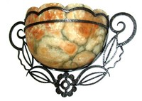 Alabaster & Wrought Iron Art Deco Sconce