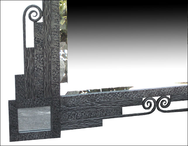 Large French Art Deco Wrought Iron Mirror