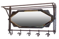 Art Deco Wrought Iron Mirror with Hangers