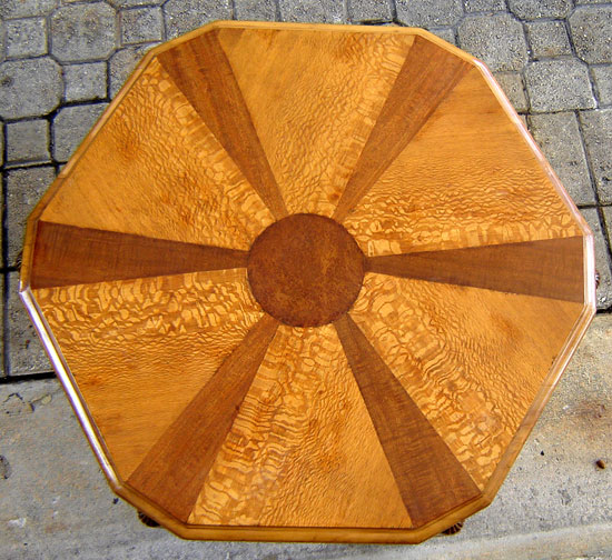 American Art Deco Marquetry Inlay Hexagon Center Table Modernism Gallery