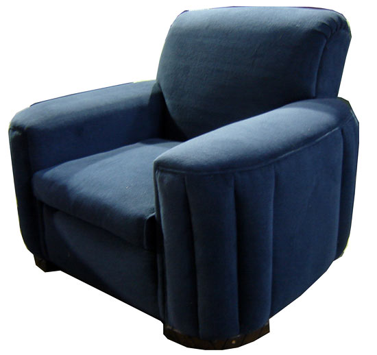 American Art Deco Blue American Chair & Sofa Set