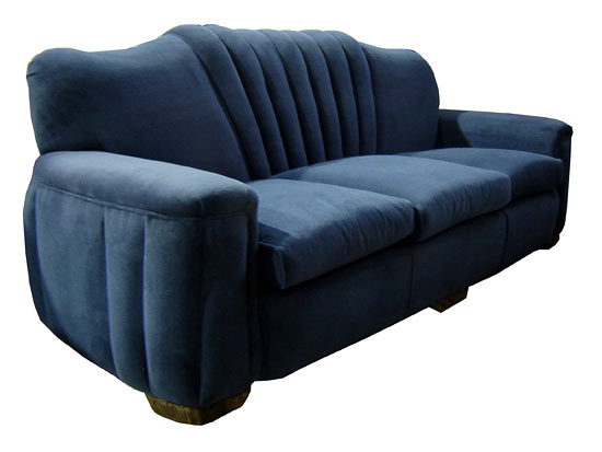 American Art Deco Blue American Chair & Sofa Set