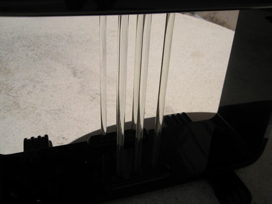 American Art Deco Black Lacquer Table with Glass Rods