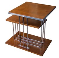 Nickel & Wood American Art Deco Table