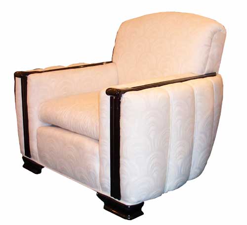 Black & White American Art Deco Sofa & Two Chairs