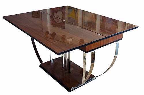 American Art Deco Mahogany & Nickel Art Deco Console Modernism Gallery