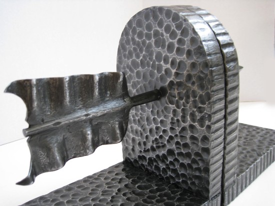 French Art Deco Wrought Iron Pierced Arrow Bookends