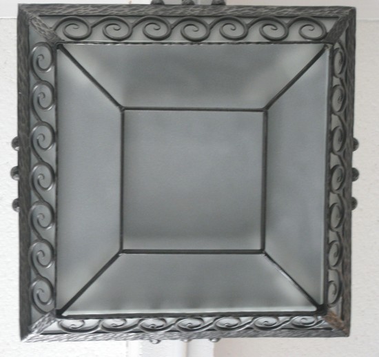 French Art Deco Wrought Iron Flush Mount Ceiling Light with Swirls