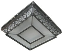 French Art Deco Wrought Iron Flush Mount Ceiling Light with Swirls