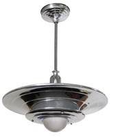 Two American Art Deco Flying Saucer Ceiling Lamps