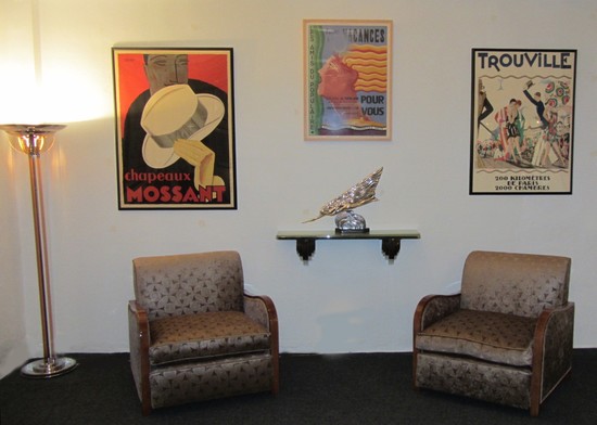 Pair French Art Deco Club Chairs