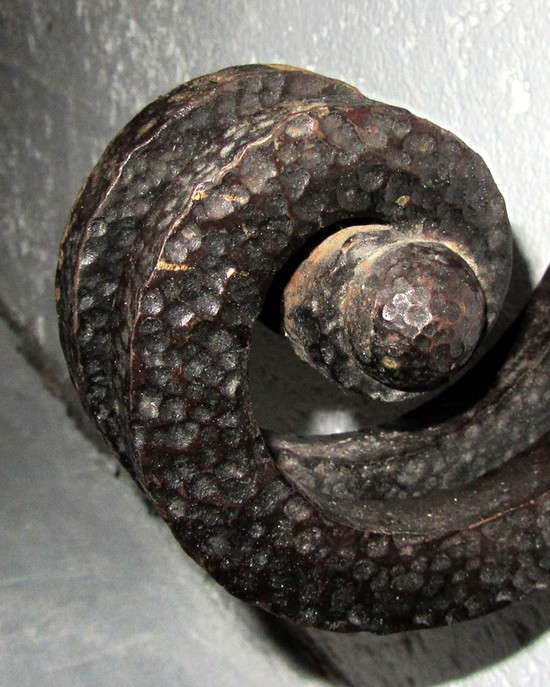 French Art Deco Emperador Dark Marble and Wrought Iron Console