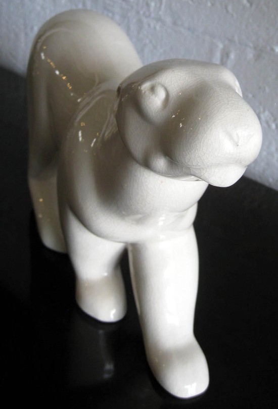 GÉO CONDÉ FRENCH ART DECO CRAQUELÉ CERAMIC PANTHER