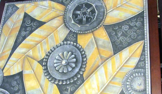 Tall American Art Deco Three Panel Geometric Folding Screen