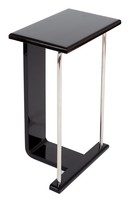 American Art Deco Occasional Table in Black Lacquer and Chrome