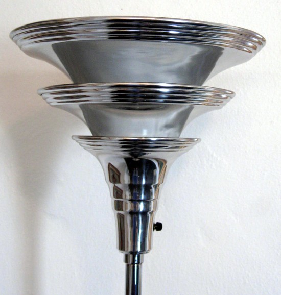 American Art Deco Aluminum Triple Cone Torchiere