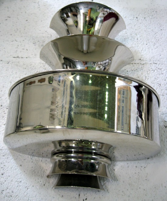 Pair of American Art Deco Nickel Triple Sconces
