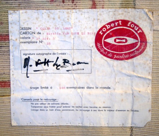 French Aubusson Tapestry by Michele Van Hout LeBeau for Robert Four