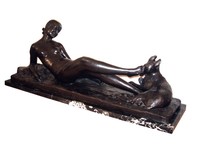 Ary Bitter French Art Deco Bronze Nymph with Fawn