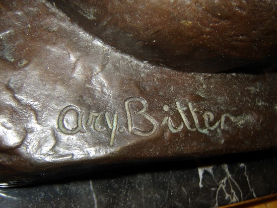 Ary Bitter French Art Deco Bronze Nymph with Fawn