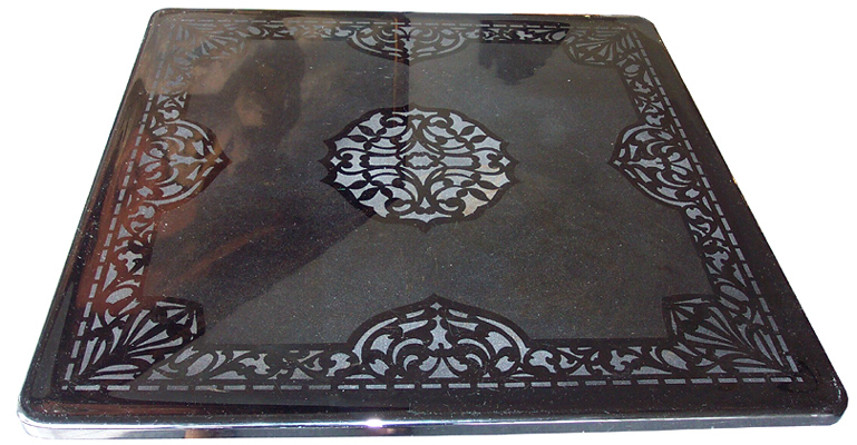 Wrought Iron Black Glass Table
