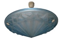 French Art Deco Blue Glass Ceiling Light