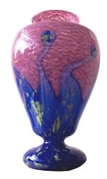 Blue Pink Schneider Art Deco Vase