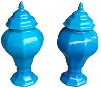 Two Blue Boch Freres Art Deco Vases