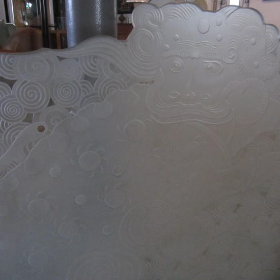 Art Deco Bronze And Etched Glass Firescreen 4 Winds