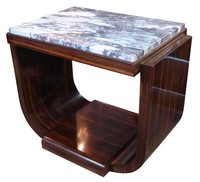 French Art Deco Macassar Ebony and Marble Table